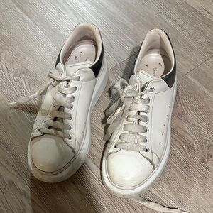 Alexander McQueen Women’s White with Grey Metallic Sneakers Size 39.5